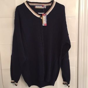 Concrete Men’s V Neck Sweater Navy Blue Size L